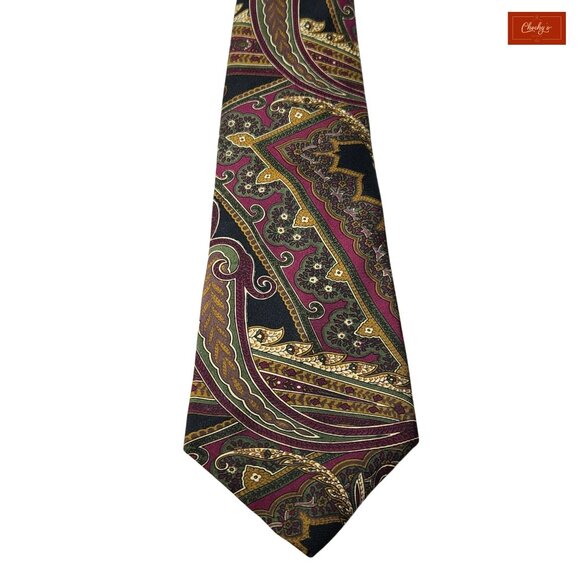Halston Various Dark Colors 100% Italian Silk Tie 56" Long 4" Wide(ID150) - Picture 2 of 5